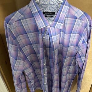 Bugatchi Men's Lavender and Light Blue Plaid Button-Down Shirt